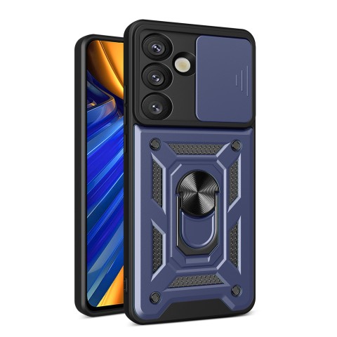 
Šarvuotas dėklas su kameros apsauginiu žiedu, skirtas „Samsung Galaxy S25 Hybrid Armor Camshield“ - mėlynas
