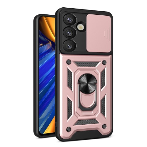 
Šarvuotas dėklas su kameros apsauginiu žiedu, skirtas „Samsung Galaxy S25 Hybrid Armor Camshield“ - rožinis
