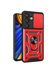 
Šarvuotas dėklas su kameros apsauginiu žiedu, skirtas „Samsung Galaxy S25 Hybrid Armor Camshield“ - raudonas
