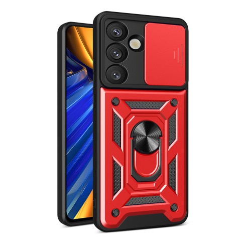 
Šarvuotas dėklas su kameros apsauginiu žiedu, skirtas „Samsung Galaxy S25 Hybrid Armor Camshield“ - raudonas
