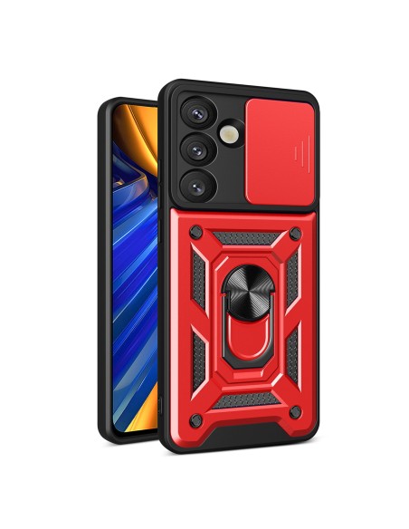 
Šarvuotas dėklas su kameros apsauginiu žiedu, skirtas „Samsung Galaxy S25 Hybrid Armor Camshield“ - raudonas
