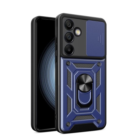 
Šarvuotas dėklas su stovu ir kameros dangteliu, skirtas „Samsung Galaxy A56 Hybrid Armor Camshield“ - mėlynas
