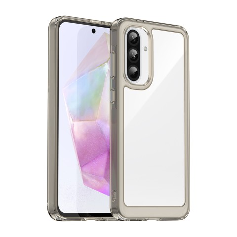 
„Samsung Galaxy A56 Outer Space“ dėklas su lanksčiu rėmeliu – pusiau permatomas
