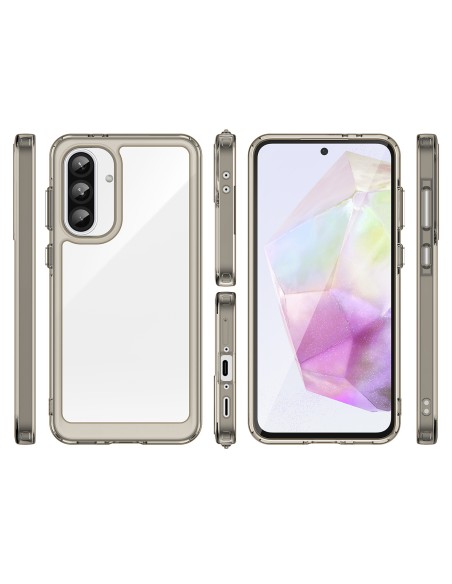 
„Samsung Galaxy A56 Outer Space“ dėklas su lanksčiu rėmeliu – pusiau permatomas
