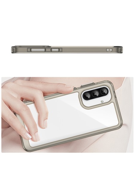 
„Samsung Galaxy A56 Outer Space“ dėklas su lanksčiu rėmeliu – pusiau permatomas
