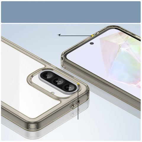 
„Samsung Galaxy A56 Outer Space“ dėklas su lanksčiu rėmeliu – pusiau permatomas
