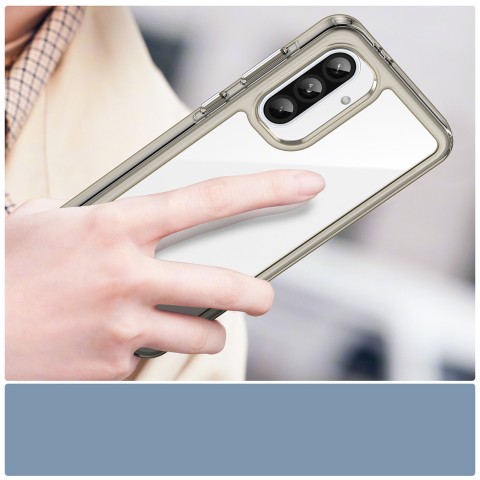 
„Samsung Galaxy A56 Outer Space“ dėklas su lanksčiu rėmeliu – pusiau permatomas
