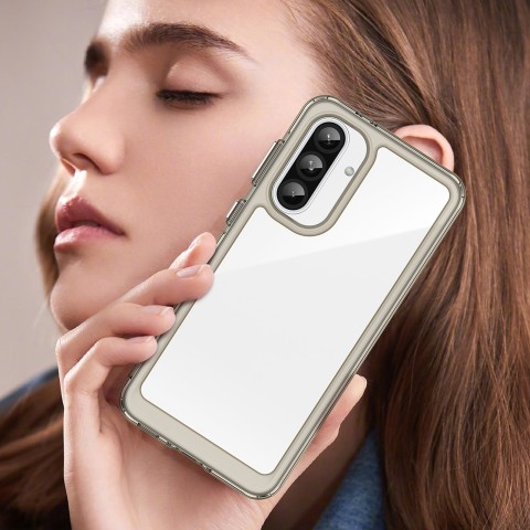
„Samsung Galaxy A56 Outer Space“ dėklas su lanksčiu rėmeliu – pusiau permatomas
