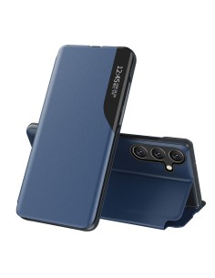 
„Samsung Galaxy A26“ ekologiškos odos dėklas su atlenkiamu stovu – mėlynas
