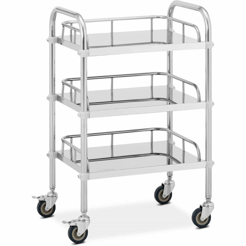 Kosmetinio gydymo laboratorinis vežimėlis iš plieno 3 lentynos 55 x 39 x 87 cm 15 kg