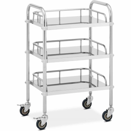Kosmetinio gydymo laboratorinis vežimėlis iš plieno 3 lentynos 55 x 39 x 87 cm 15 kg Kosmetinio gydymo laboratorinis vežimėlis iš plieno 3 lentynos 55 x 39 x 87 cm 15 kg