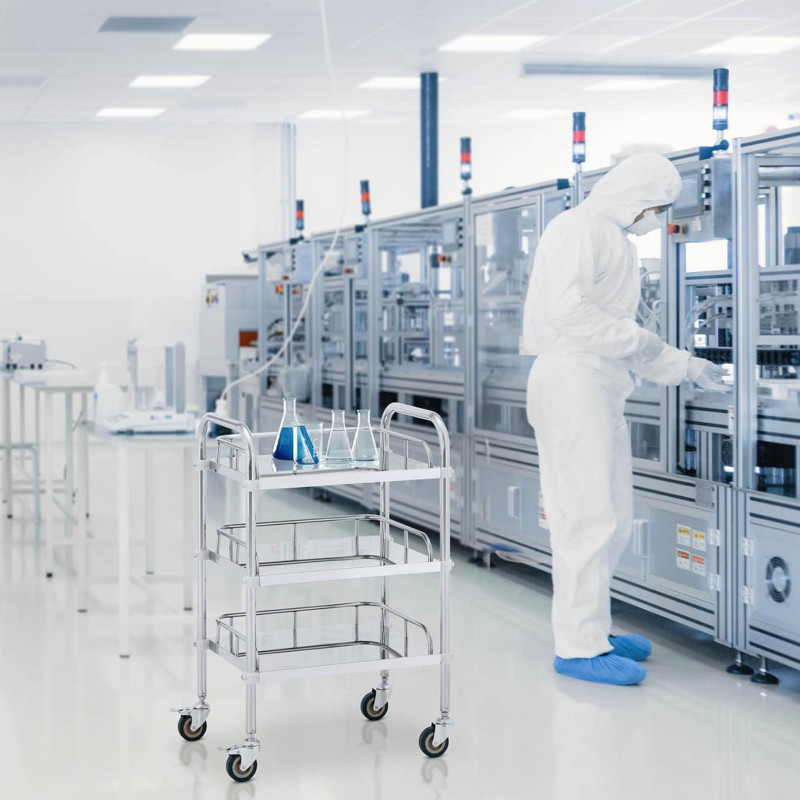 Kosmetinio gydymo laboratorinis vežimėlis iš plieno 3 lentynos 55 x 39 x 87 cm 15 kg