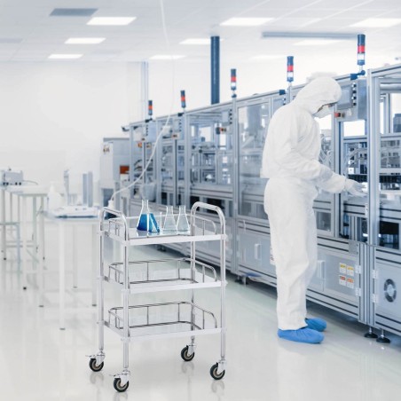Kosmetinio gydymo laboratorinis vežimėlis iš plieno 3 lentynos 55 x 39 x 87 cm 15 kg Kosmetinio gydymo laboratorinis vežimėlis iš plieno 3 lentynos 55 x 39 x 87 cm 15 kg