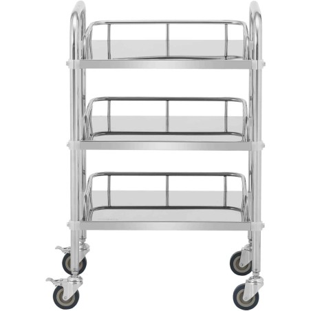 Kosmetinio gydymo laboratorinis vežimėlis iš plieno 3 lentynos 55 x 39 x 87 cm 15 kg Kosmetinio gydymo laboratorinis vežimėlis iš plieno 3 lentynos 55 x 39 x 87 cm 15 kg