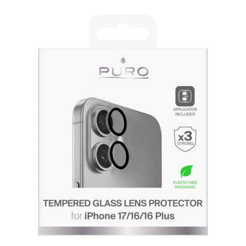 
Grūdinto stiklo lęšiai, skirti „iPhone 17 / iPhone 16 / iPhone 16 Plus Puro Individual“
