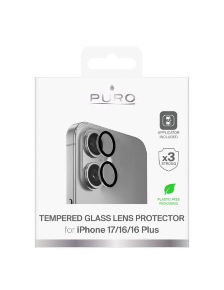 
Grūdinto stiklo lęšiai, skirti „iPhone 17 / iPhone 16 / iPhone 16 Plus Puro Individual“
