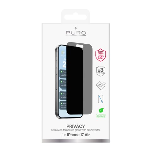 
„iPhone 17 Air“ grūdintas stiklas su privatumo funkcija
