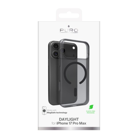 
„iPhone 17 Pro Max“ dienos šviesos „Magsafe“ silikoninis dėklas – permatomas juodas
