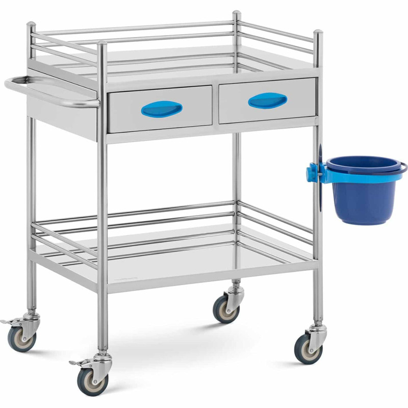 Kosmetinio gydymo laboratorinis vežimėlis STEEL 2 lentynos 2 stalčiai 72 x 43 x 86 cm 40 kg