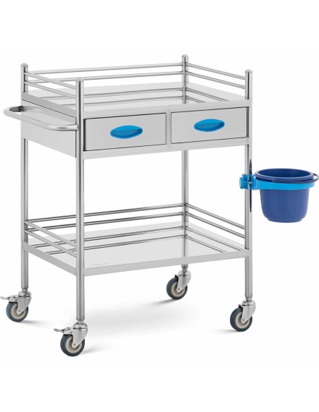 Kosmetinio gydymo laboratorinis vežimėlis STEEL 2 lentynos 2 stalčiai 72 x 43 x 86 cm 40 kg Kosmetinio gydymo laboratorinis vežimėlis STEEL 2 lentynos 2 stalčiai 72 x 43 x 86 cm 40 kg