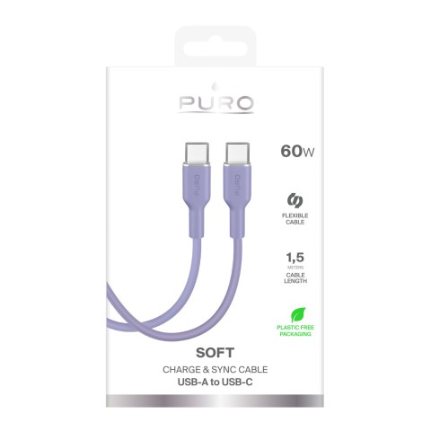 
USB-C 60W 1.5m ICON lankstus kabelis - violetinis
