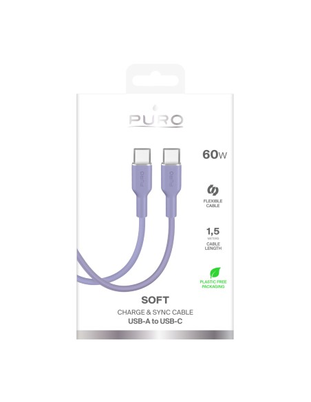 
USB-C 60W 1.5m ICON lankstus kabelis - violetinis
