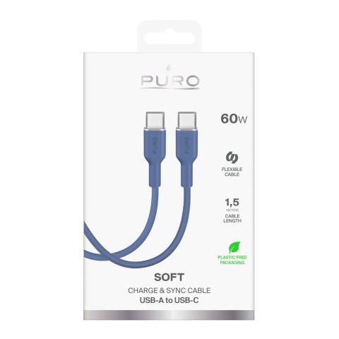 
ICON USB-C 60W 1,5 m lankstus kabelis – mėlynas

