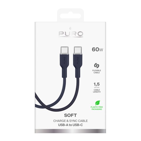 
ICON USB-C 60W 1,5 m lankstus kabelis – tamsiai mėlynas
