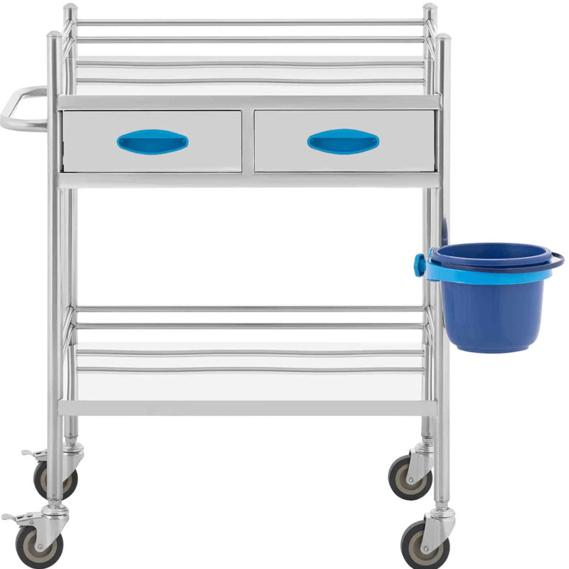 Kosmetinio gydymo laboratorinis vežimėlis STEEL 2 lentynos 2 stalčiai 72 x 43 x 86 cm 40 kg