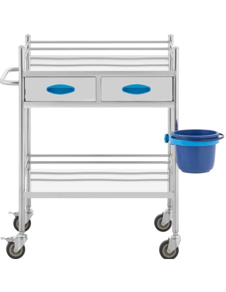 Kosmetinio gydymo laboratorinis vežimėlis STEEL 2 lentynos 2 stalčiai 72 x 43 x 86 cm 40 kg Kosmetinio gydymo laboratorinis vežimėlis STEEL 2 lentynos 2 stalčiai 72 x 43 x 86 cm 40 kg