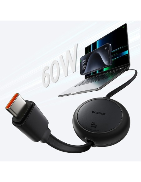 
USB-C Free2Pull 60W 1m ištraukiamas laidas – juodas
