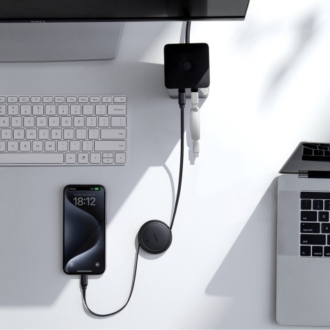 
USB-C Free2Pull 60W 1m ištraukiamas laidas – juodas
