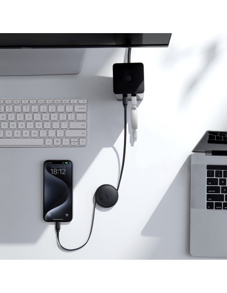 
USB-C Free2Pull 60W 1m ištraukiamas laidas – juodas

