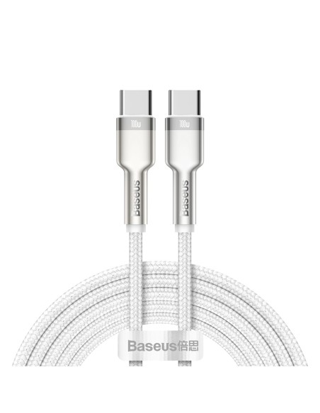 
„Cafule Metal“ 100 W 2 m USB-C laidas – baltas
