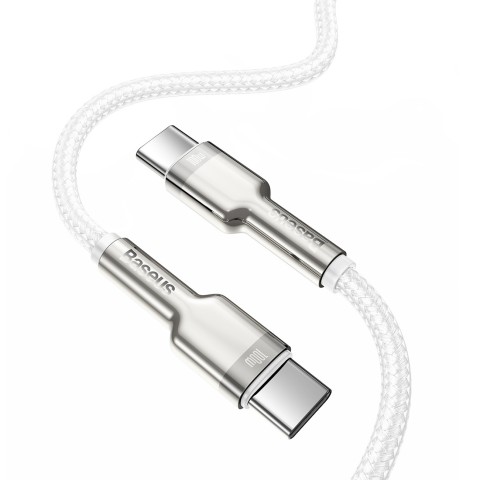 
„Cafule Metal“ 100 W 2 m USB-C laidas – baltas
