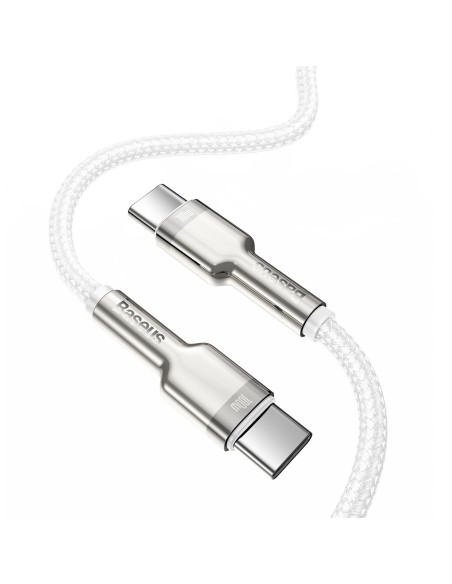 
„Cafule Metal“ 100 W 2 m USB-C laidas – baltas
