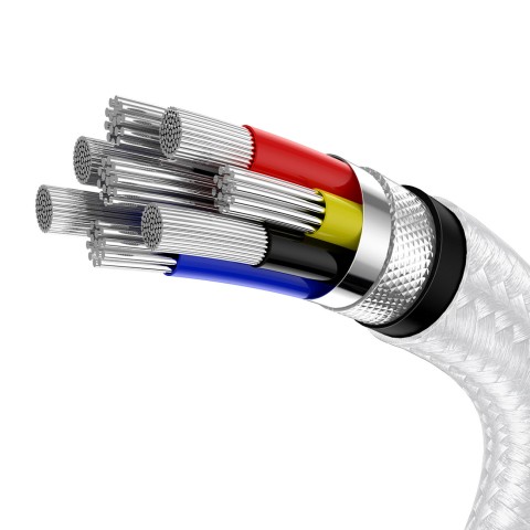 
„Cafule Metal“ 100 W 2 m USB-C laidas – baltas

