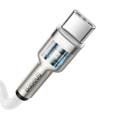 
„Cafule Metal“ 100 W 2 m USB-C laidas – baltas
