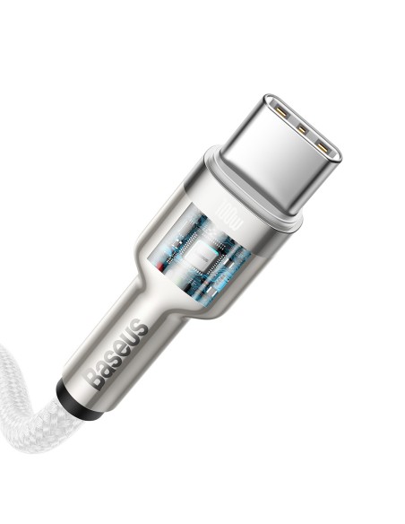 
„Cafule Metal“ 100 W 2 m USB-C laidas – baltas
