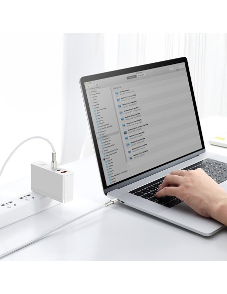 
„Cafule Metal“ 100 W 2 m USB-C laidas – baltas
