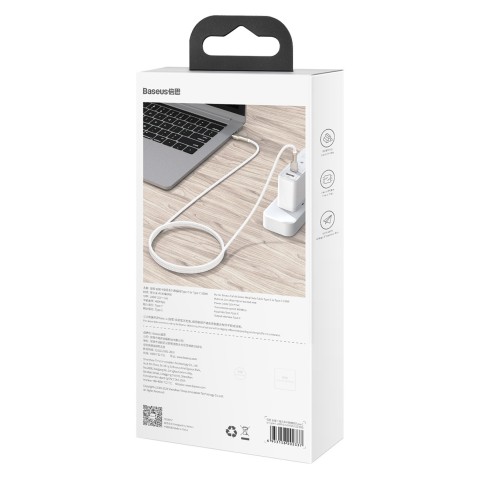 
„Cafule Metal“ 100 W 2 m USB-C laidas – baltas
