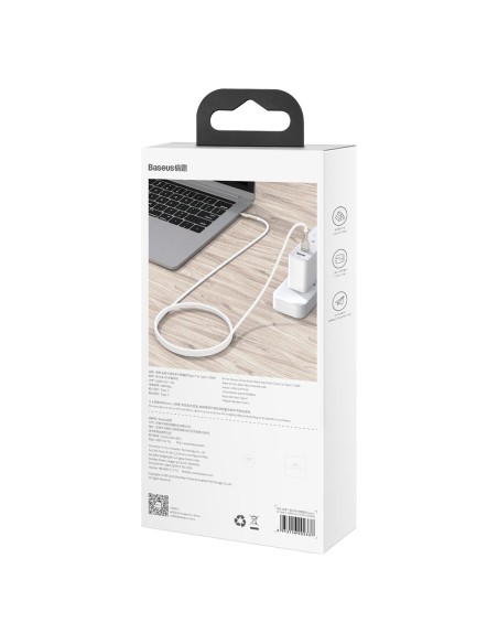 
„Cafule Metal“ 100 W 2 m USB-C laidas – baltas
