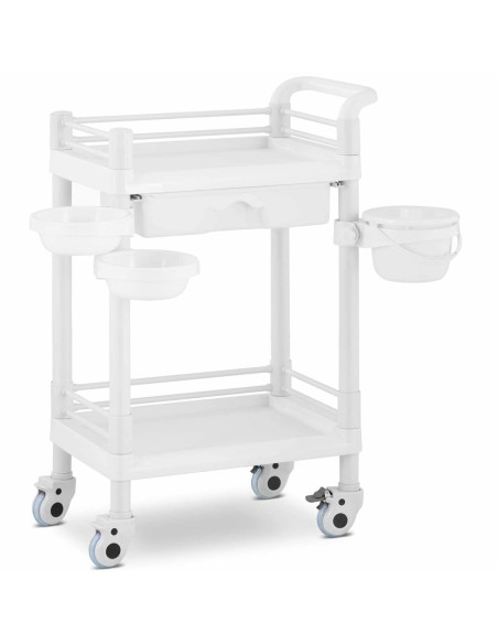 Kosmetikos laboratorinis vežimėlis 2 lentynos 1 stalčius 3 konteineriai 61 x 57 x 91 cm 20 kg Kosmetikos laboratorinis vežimėlis 2 lentynos 1 stalčius 3 konteineriai 61 x 57 x 91 cm 20 kg