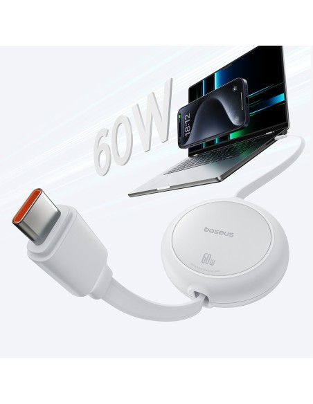 
USB-C „Free2Pull“ 60 W 1 m ištraukiamas laidas – baltas
