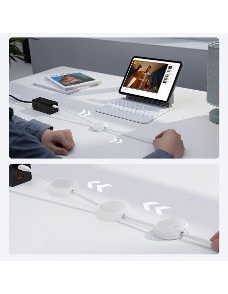 
USB-C „Free2Pull“ 60 W 1 m ištraukiamas laidas – baltas

