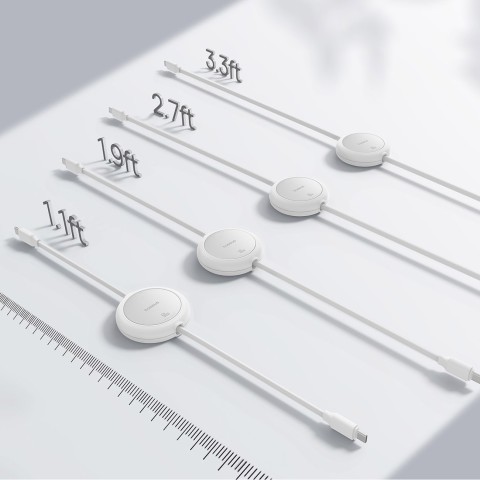 
USB-C „Free2Pull“ 60 W 1 m ištraukiamas laidas – baltas
