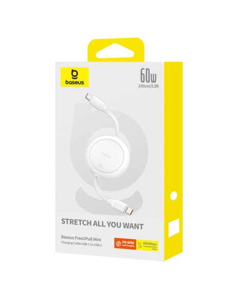
USB-C „Free2Pull“ 60 W 1 m ištraukiamas laidas – baltas
