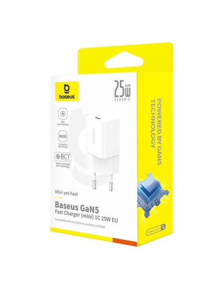 
USB-C GaN5 25W sieninis įkroviklis – baltas
