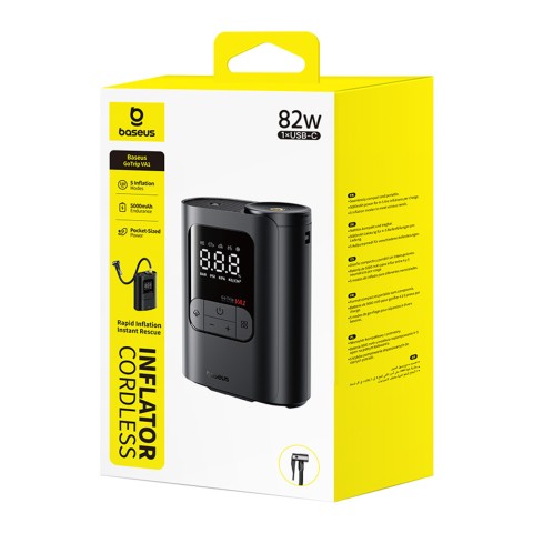 
Akumuliatorinis kompresorius su 3 antgaliais 150PSI 26 l/ min 82W - juodas
