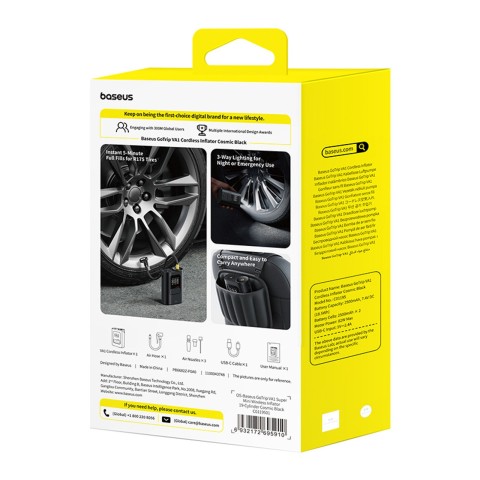 
Akumuliatorinis kompresorius su 3 antgaliais 150PSI 26 l/ min 82W - juodas
